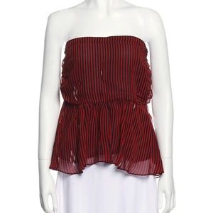 Striped strapless blouse